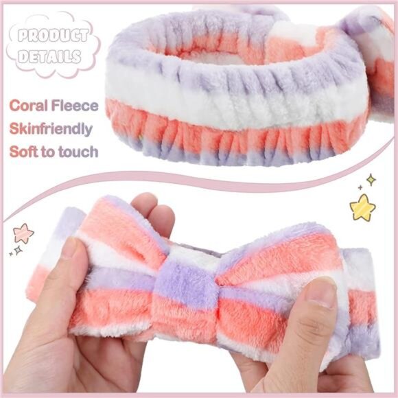 WILLBOND 24 Pack Spa Headband Bow Hair Band Facial Makeup Headband 24 Styles - Picture 3 of 8